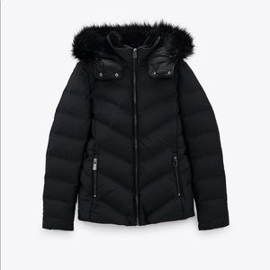 Zara hooded puffer jacket